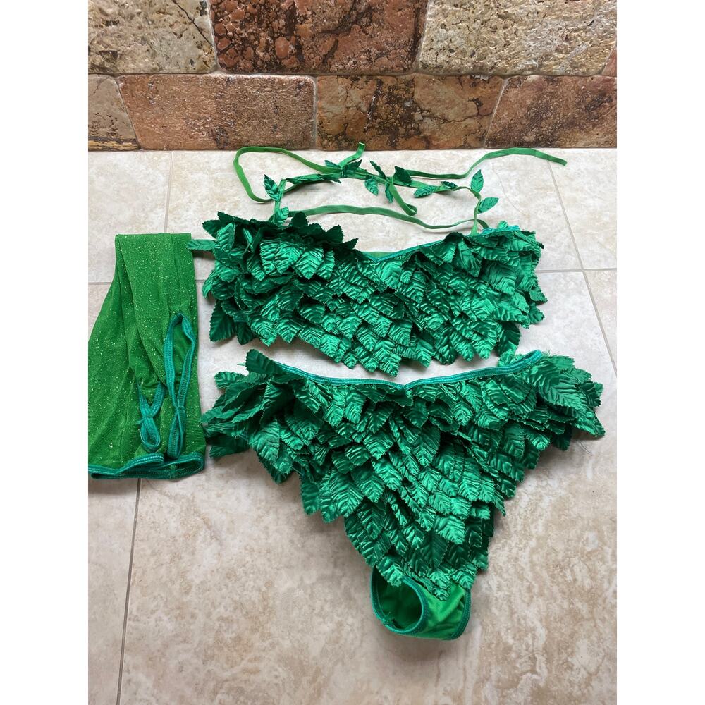 Leg Avenue Costume Size S Poison 3 Piece Green Ivy Adult Top Panty Sleeves - Picture 7 of 11